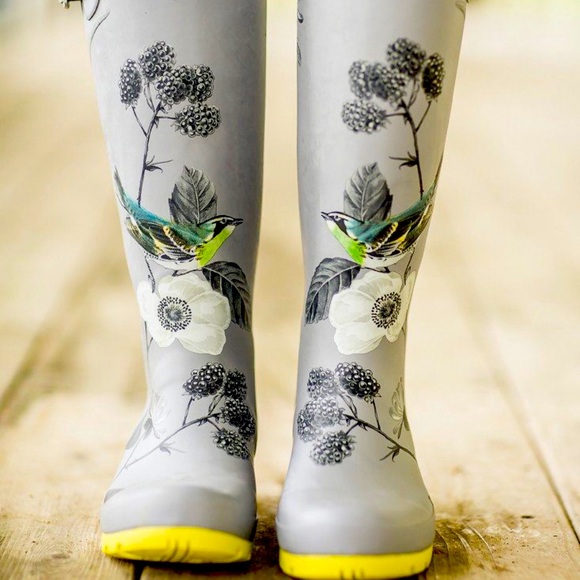 Joules Shoes - Joules silver bird rain welly boots